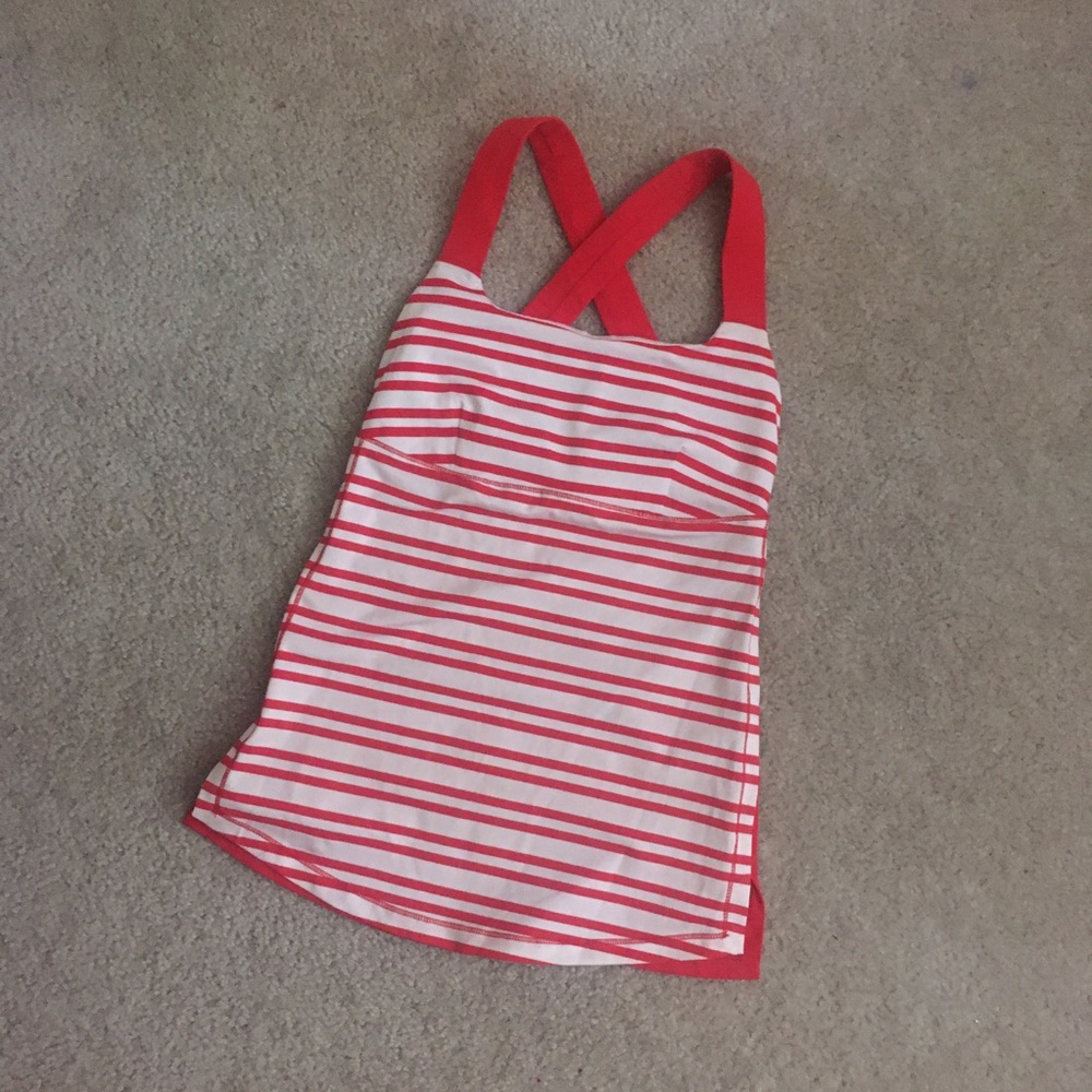 Lululemon Red and White Striped Tank